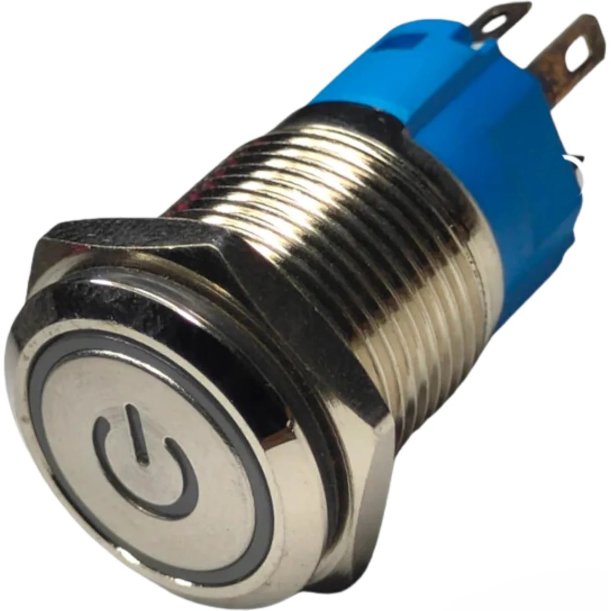 Boton metalico 19 mm ON/OFF iluminado 12-30 V con socket